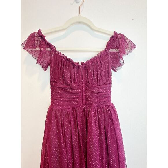 Lulu's Burgundy tulle dress midi length size XS - Picture 12 of 14
